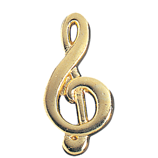 Gold Music Clef Lapel Pin