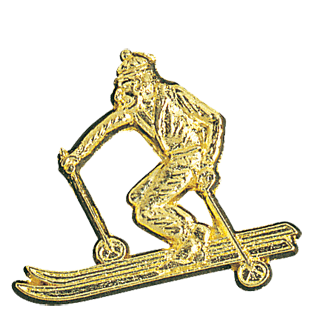 Gold Downhill Skier Lapel Pin