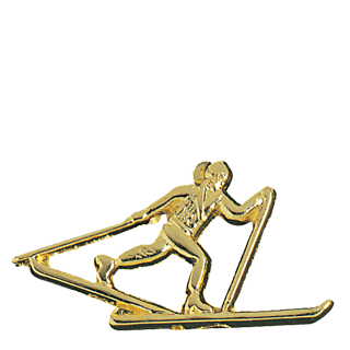 Gold Cross Country Skiing Lapel Pin