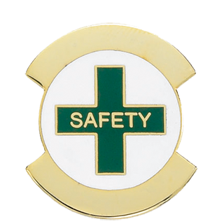 Green Safety Cross Lapel Pin