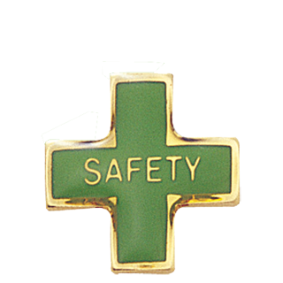 Green Safety Cross Lapel Pin