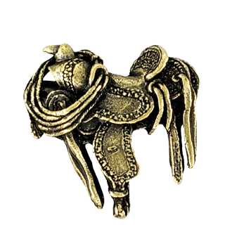 Golden Brass Cowboy Saddle Mascot Pin