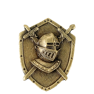 Golden Brass Knight Mascot Pin