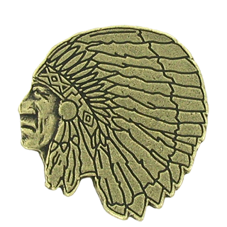 Golden Brass Indian Mascot Pin