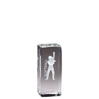 Female Softball Crystal 3D Sport Cube - 4.5