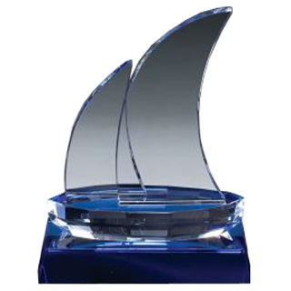 Crystal Blue Sailboat Award - 12.5