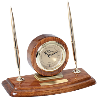 Walnut Clock Desk Set - 5