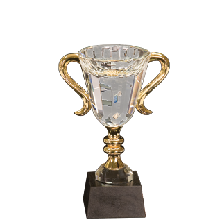 Gold Handle Crystal Cup on Black Base - 8.5