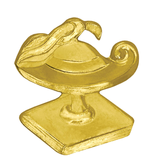 Gold Lamp of Knowledge on Stand Lapel Pin